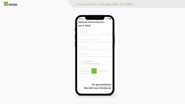 Animierter Ausschnitt einer User Journey auf der WISAG-Website