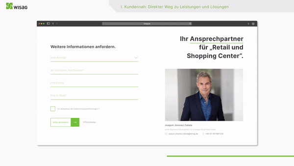 Animierter Ausschnitt einer User Journey auf der WISAG-Website